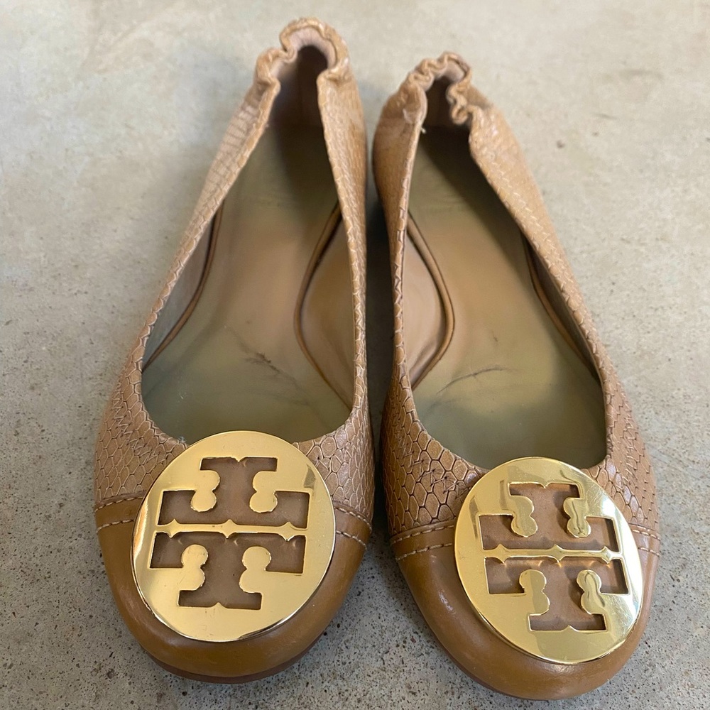 Tory Burch Tan Leather Ballet Flats